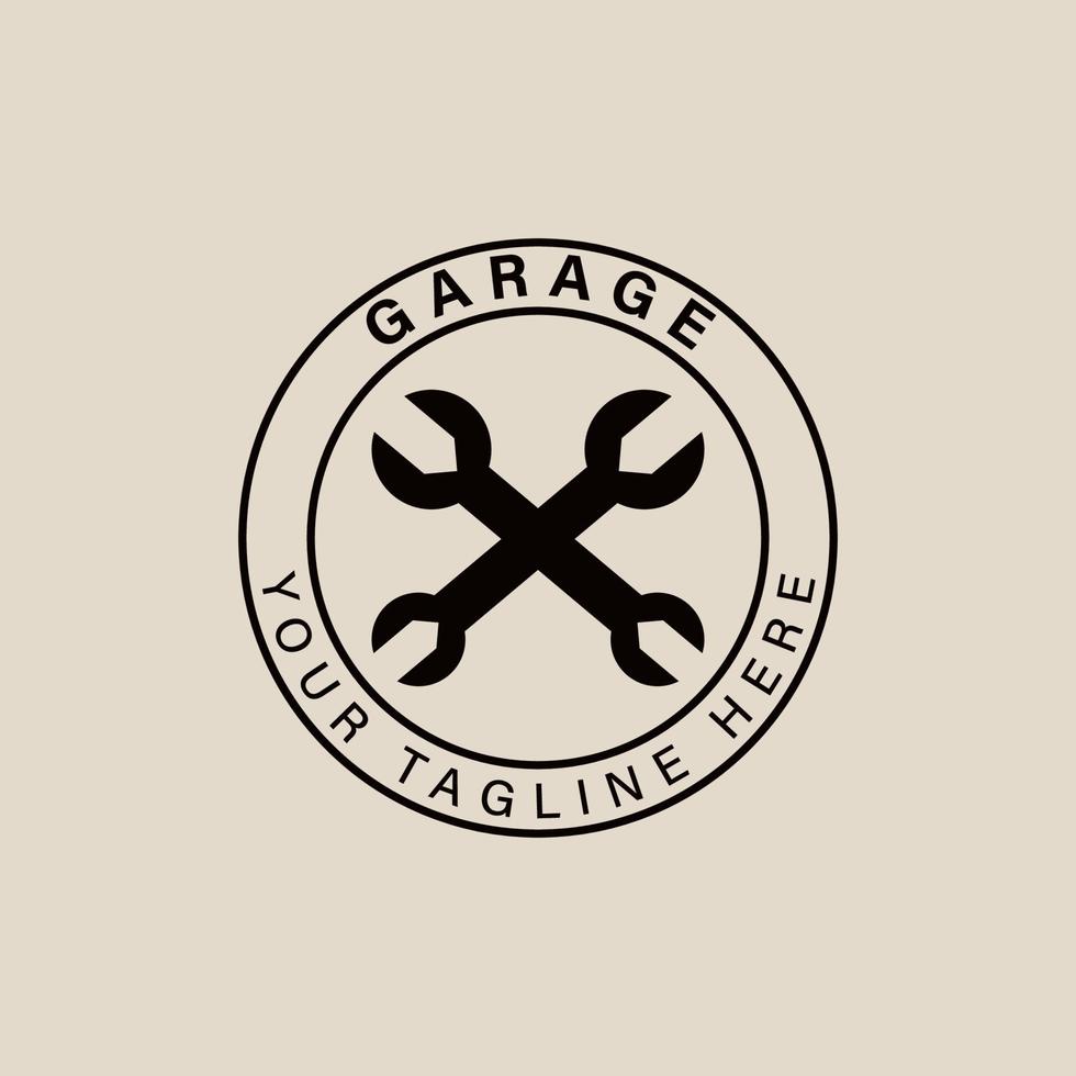 logotipo vintage de garaje, icono con emblema y símbolo, diseño de ilustración vectorial vector