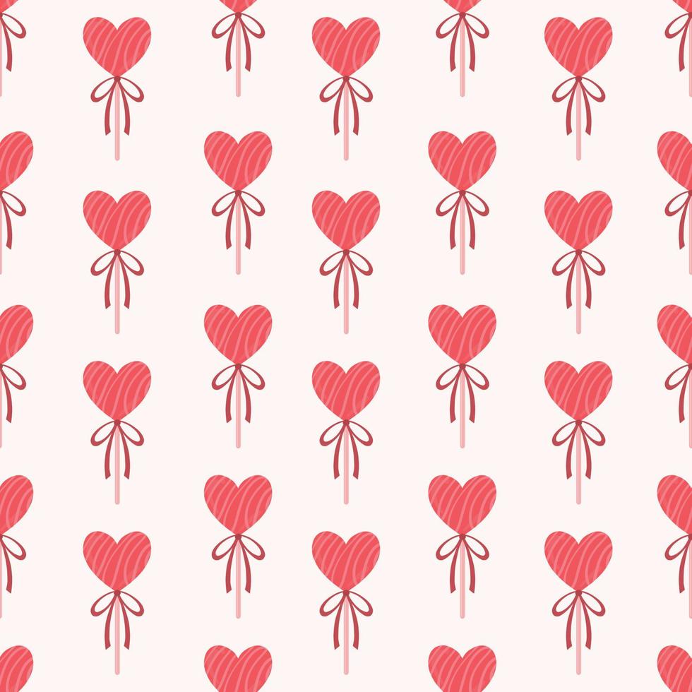 un patrón de corazones de caramelo en un palo. patrón de corazón de caramelo. patrón para el día de san valentín. vector