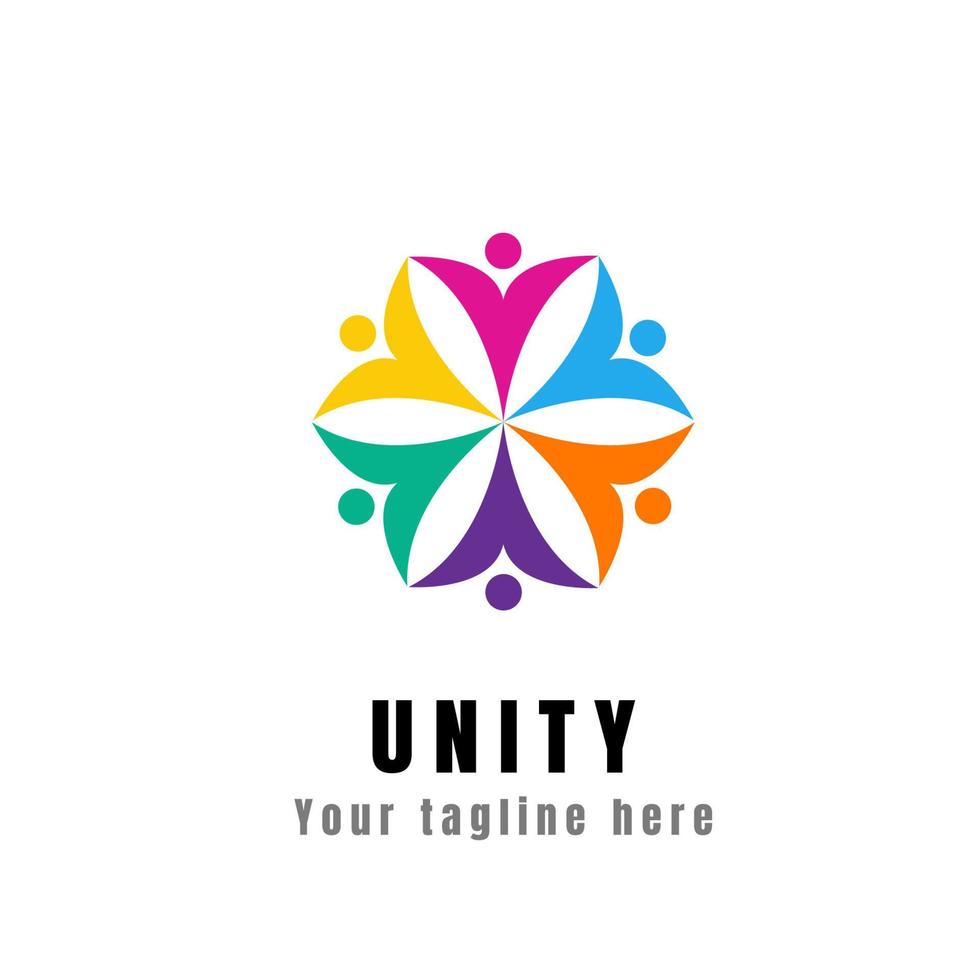 unidad de logotipo abstracto en la diversidad y la unión de las personas sociales. icono del logotipo del equipo social. diversidad social, trabajo en equipo. vector