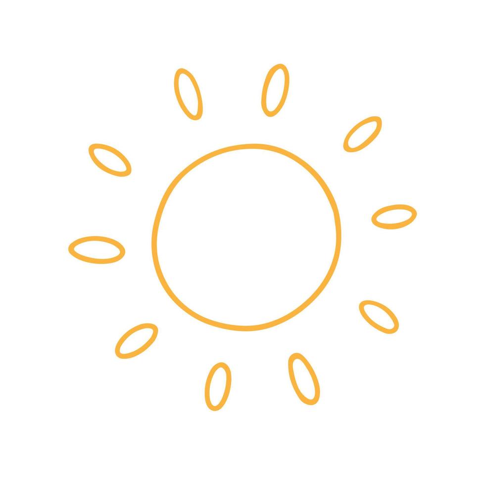 Sun doodle. Hand drawn vector illustration isolated on white background