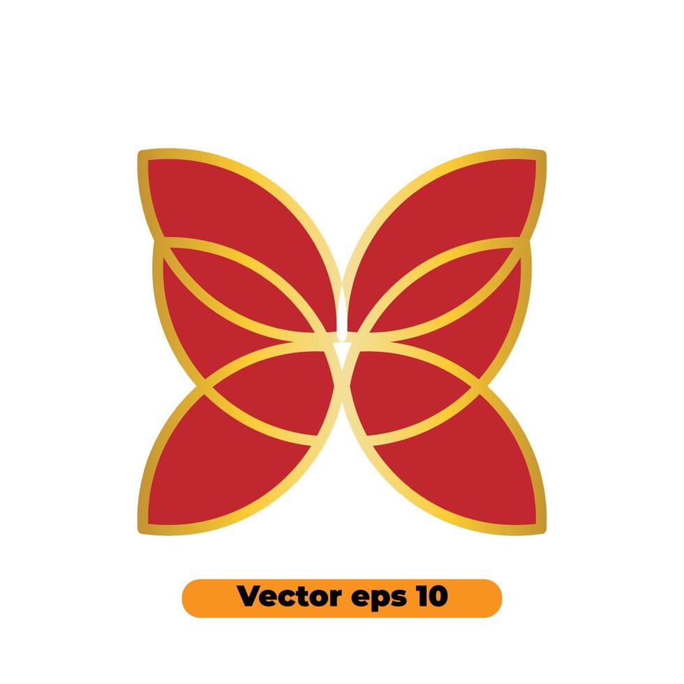 diseño de ilustrador de símbolo dorado de mariposa. el icono abstracto se puede utilizar para logotipos vector