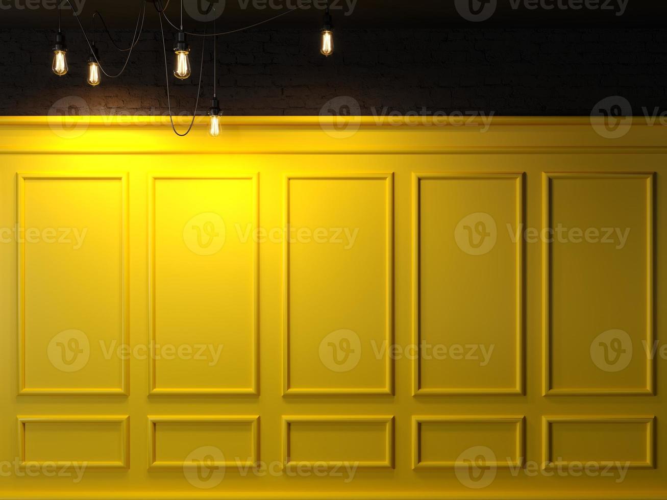 Classic wall of yellow wood panels photo