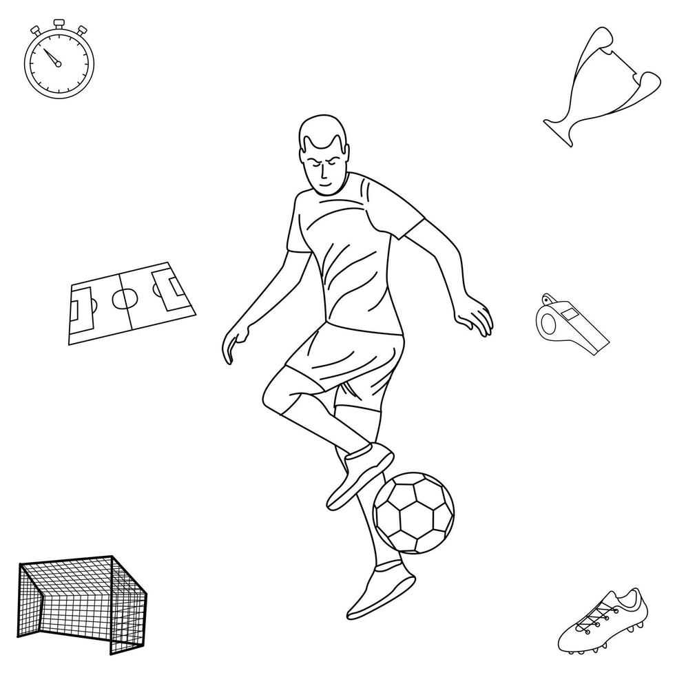 ilustración vectorial del campeonato mundial de fútbol utilizada para las necesidades de diseño gráfico. jugador de fútbol vector