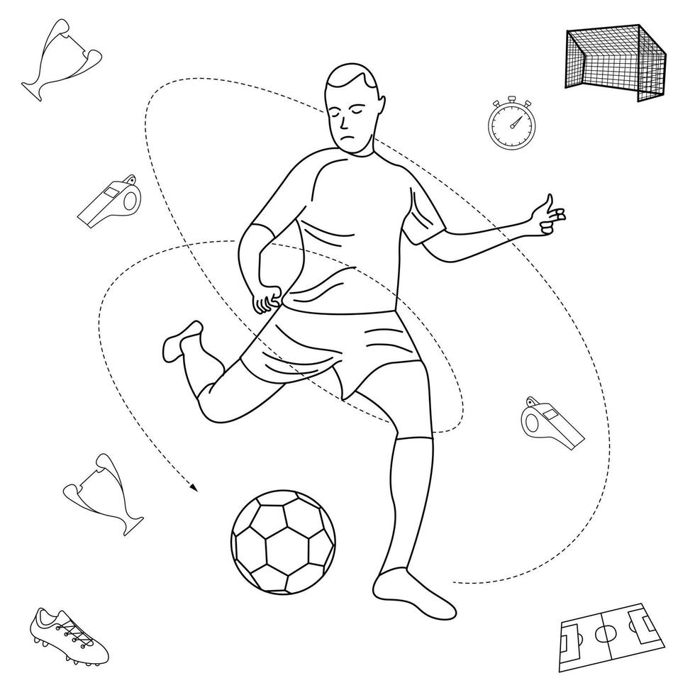 ilustración vectorial del campeonato mundial de fútbol utilizada para las necesidades de diseño gráfico. jugador pateando la pelota vector