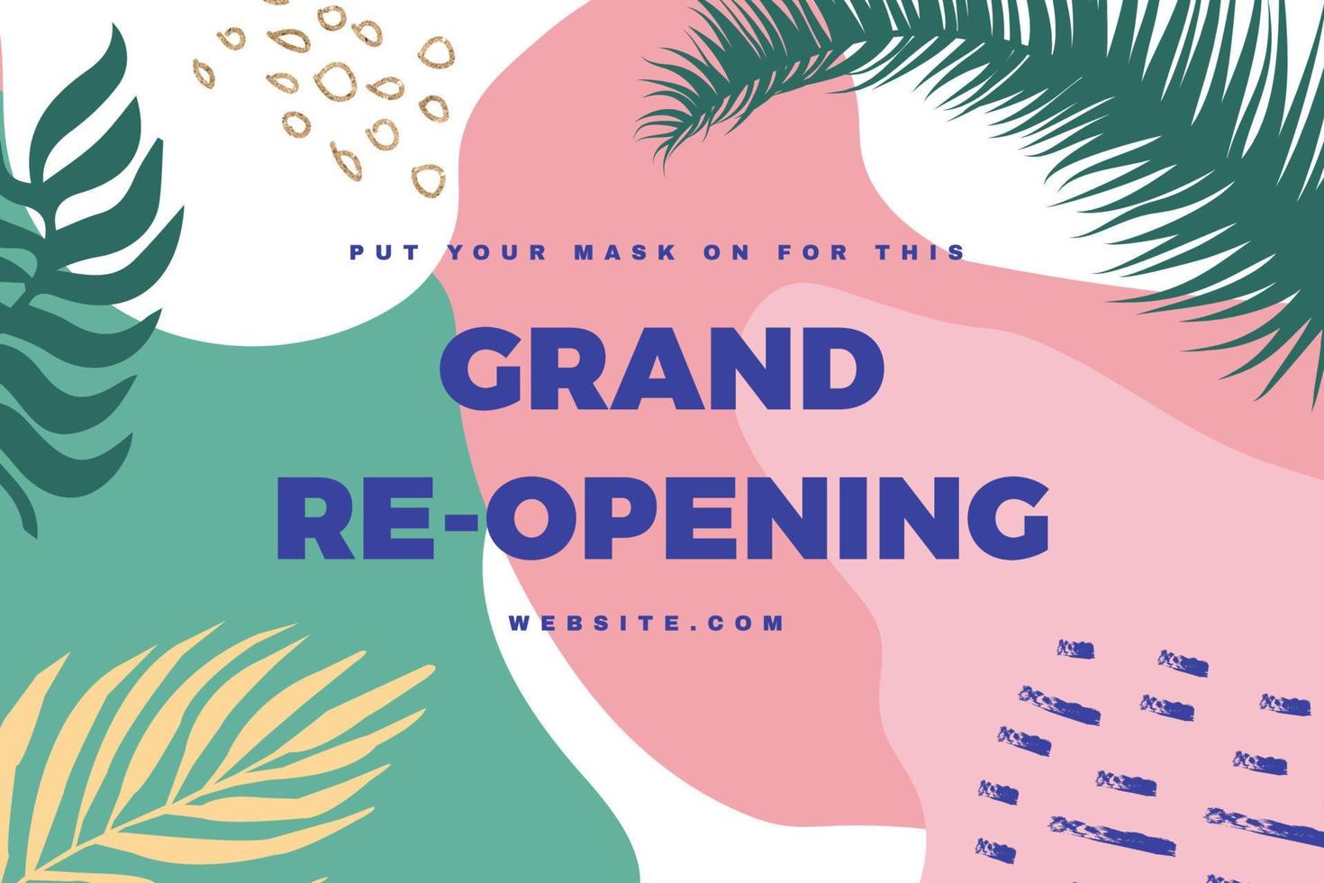 Abstract tropical grand re opening banner vector