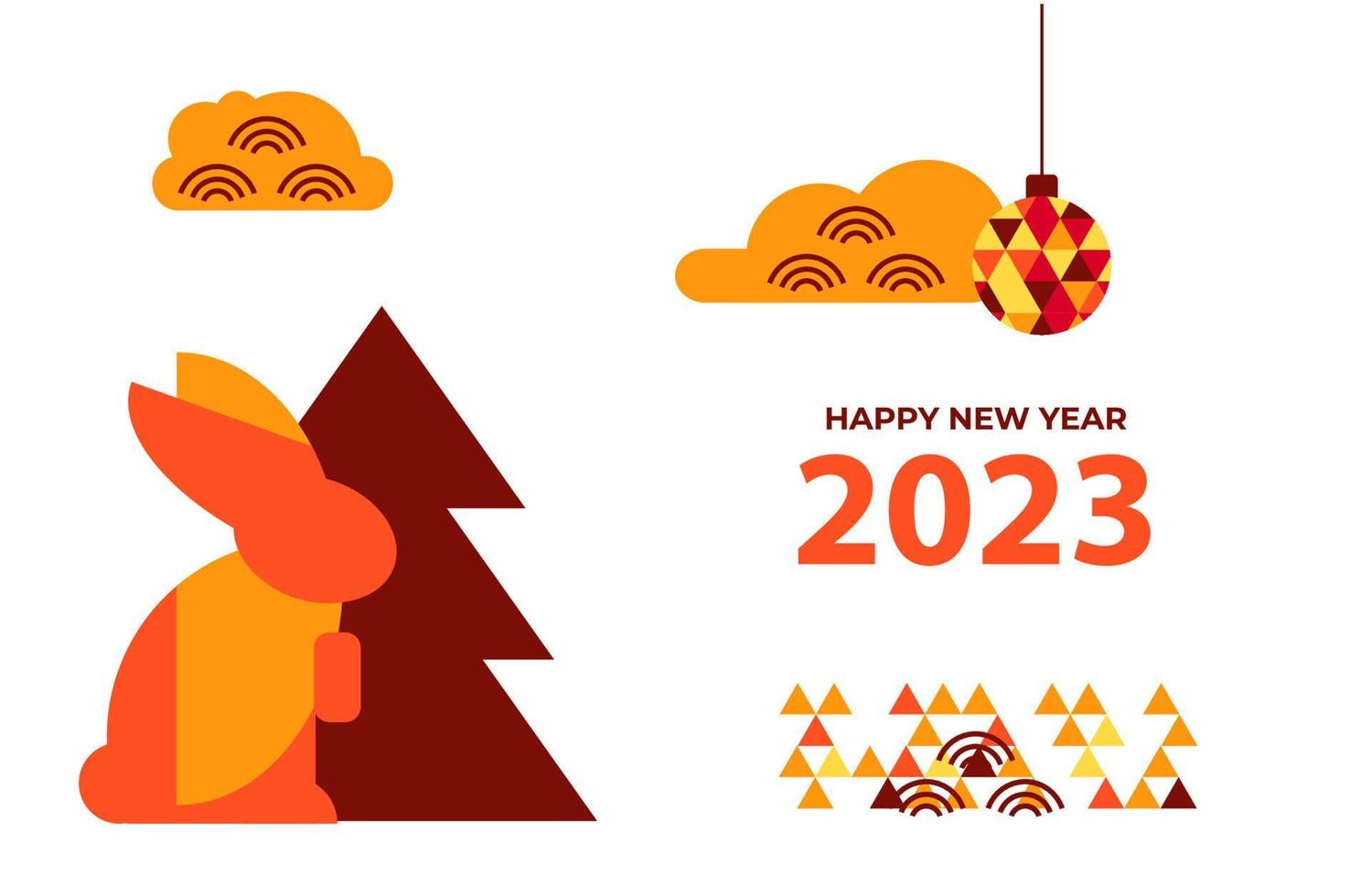 feliz año nuevo 2023 tarjeta china con conejos vector