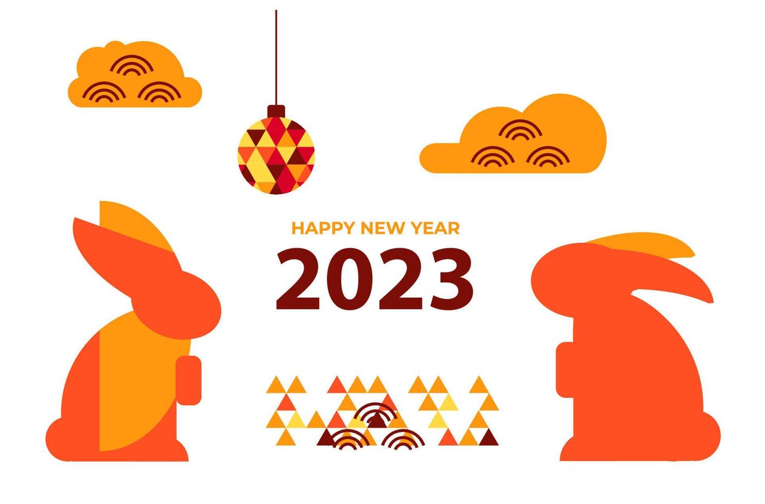 feliz año nuevo 2023 tarjeta china con conejos vector