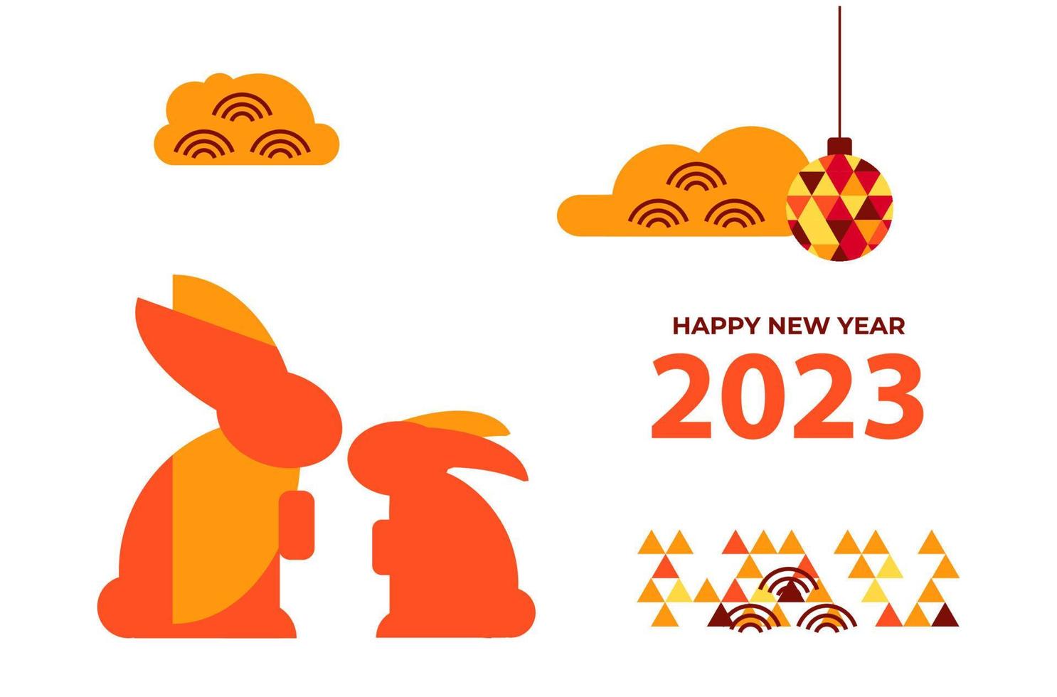 Happy new year 2023 chinese card with rabbits vector