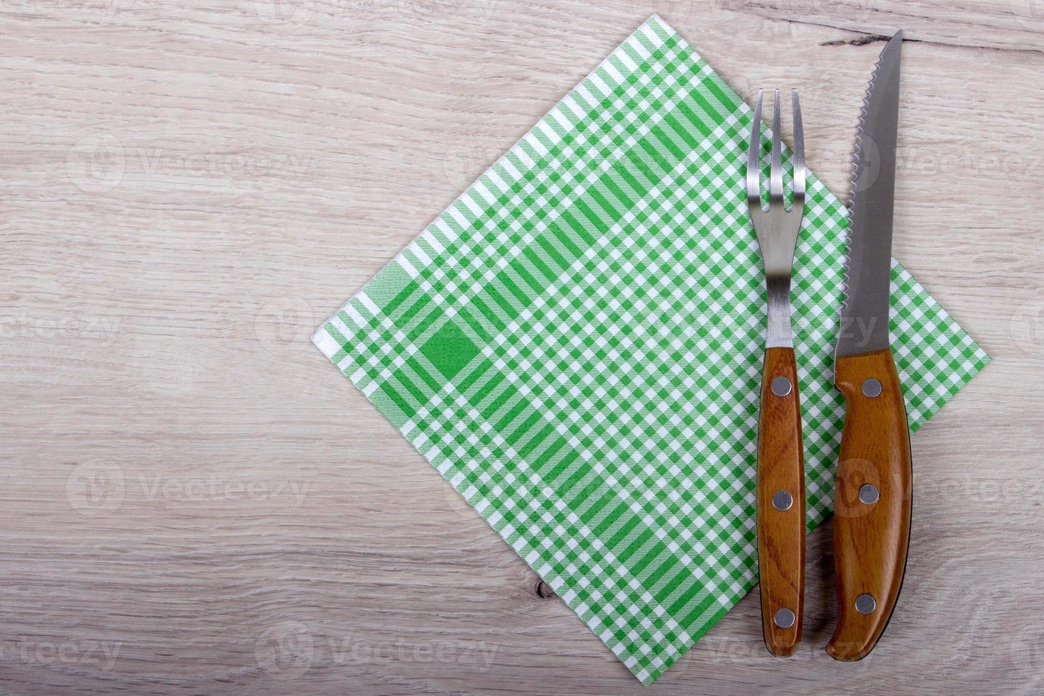 top view of fork and knife photo