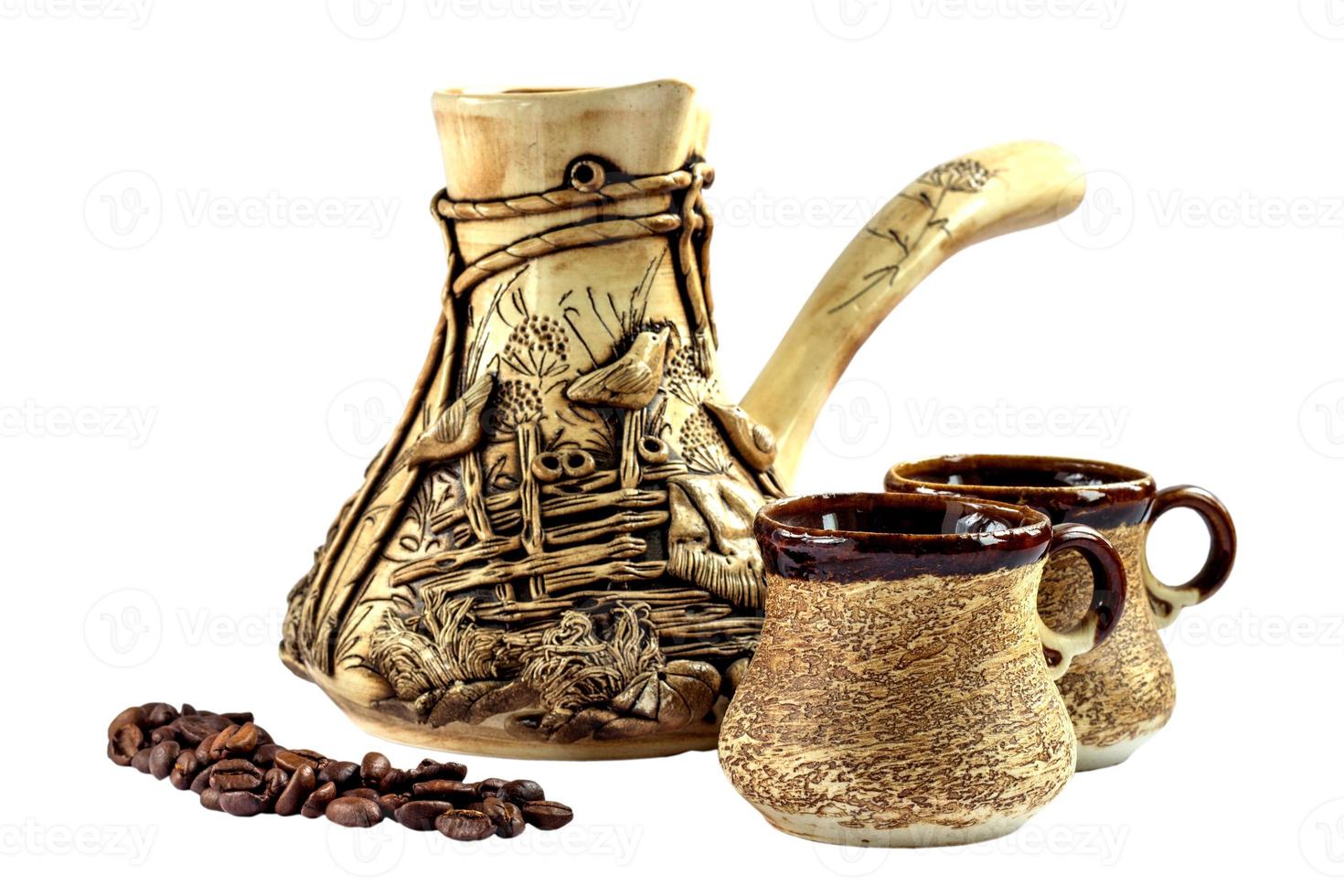 Ceramic coffee set, cezve photo