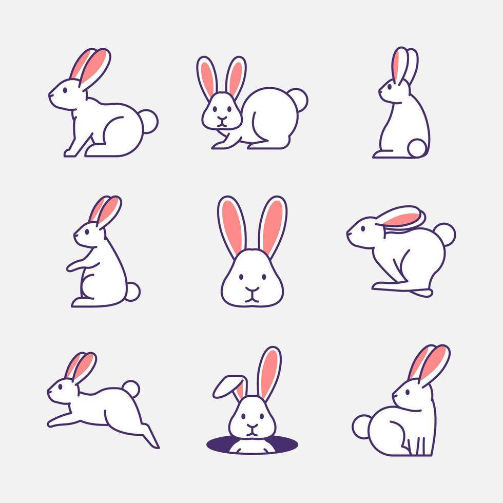 Rabbit Icon Set vector