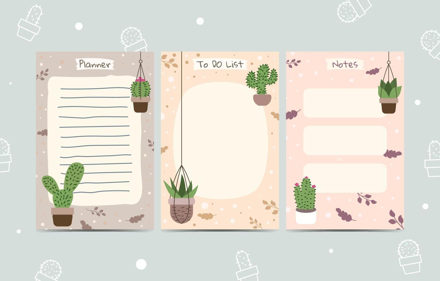 Journal Template With Hand Drawn Cactus vector