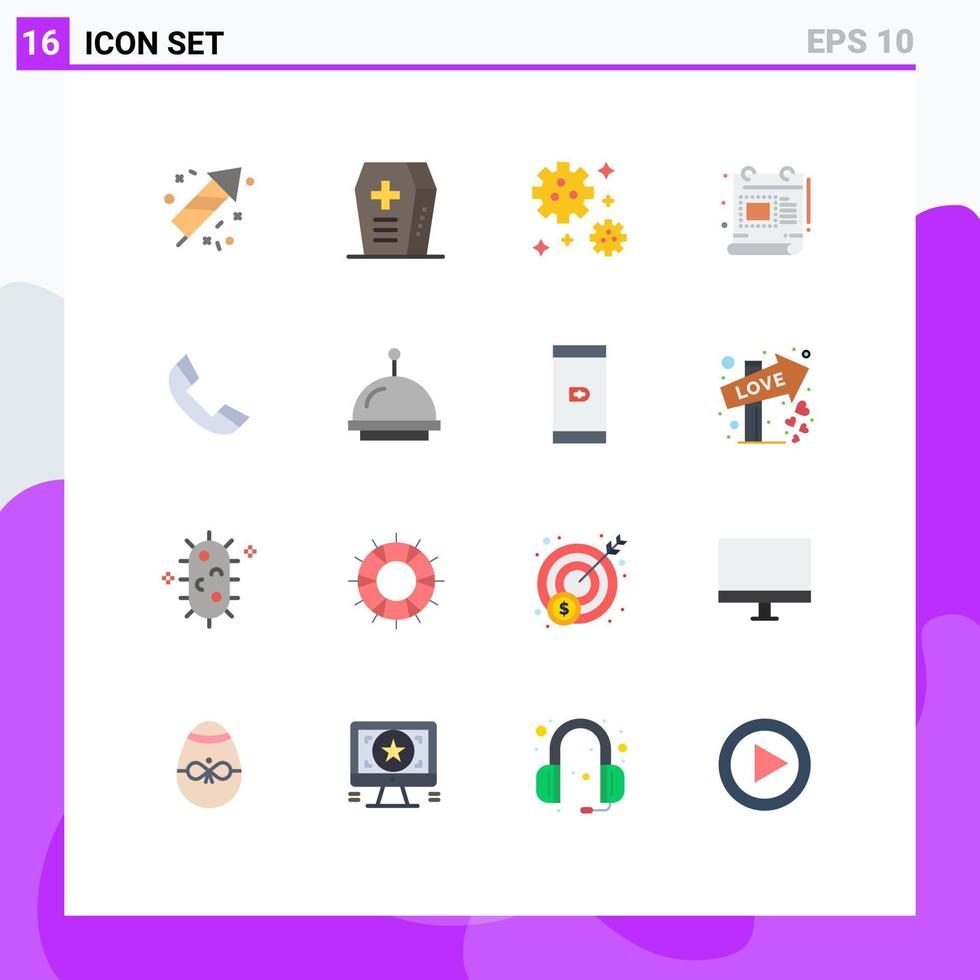 conjunto de 16 iconos de interfaz de usuario modernos signos de símbolos para anillo de alarma escala de teléfono espacial paquete editable de elementos de diseño de vectores creativos