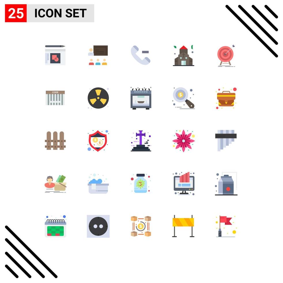 Set of 25 Modern UI Icons Symbols Signs for market goal management church building Editable Vector Design Elements