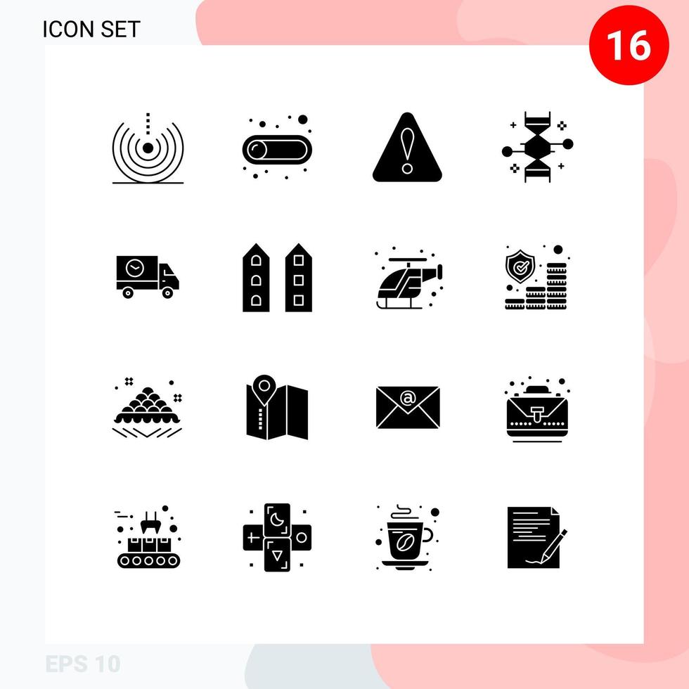 Set of 16 Vector Solid Glyphs on Grid for buy genetic modification toggle genetic engineering chromosome Editable Vector Design Elements