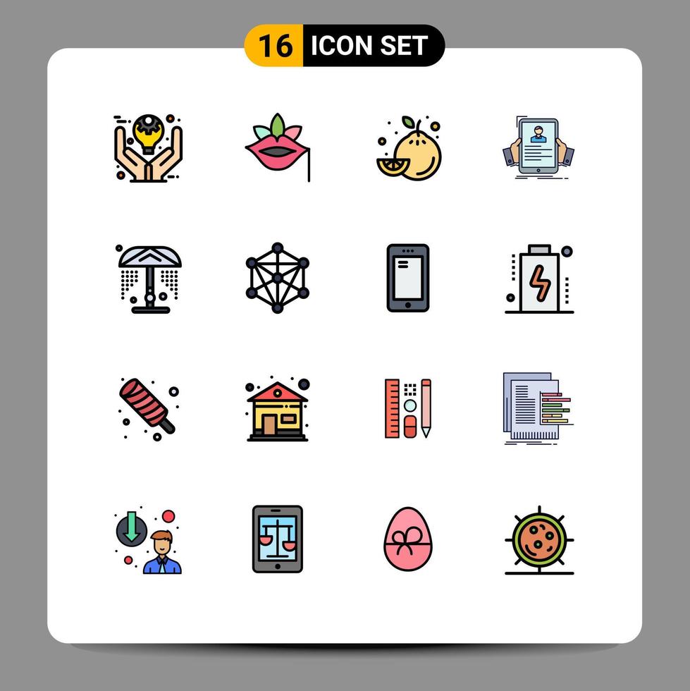 16 interfaz de usuario paquete de líneas llenas de color plano de signos y símbolos modernos de contratación de perfil elementos de diseño de vectores creativos editables de limón para empleados de rosas