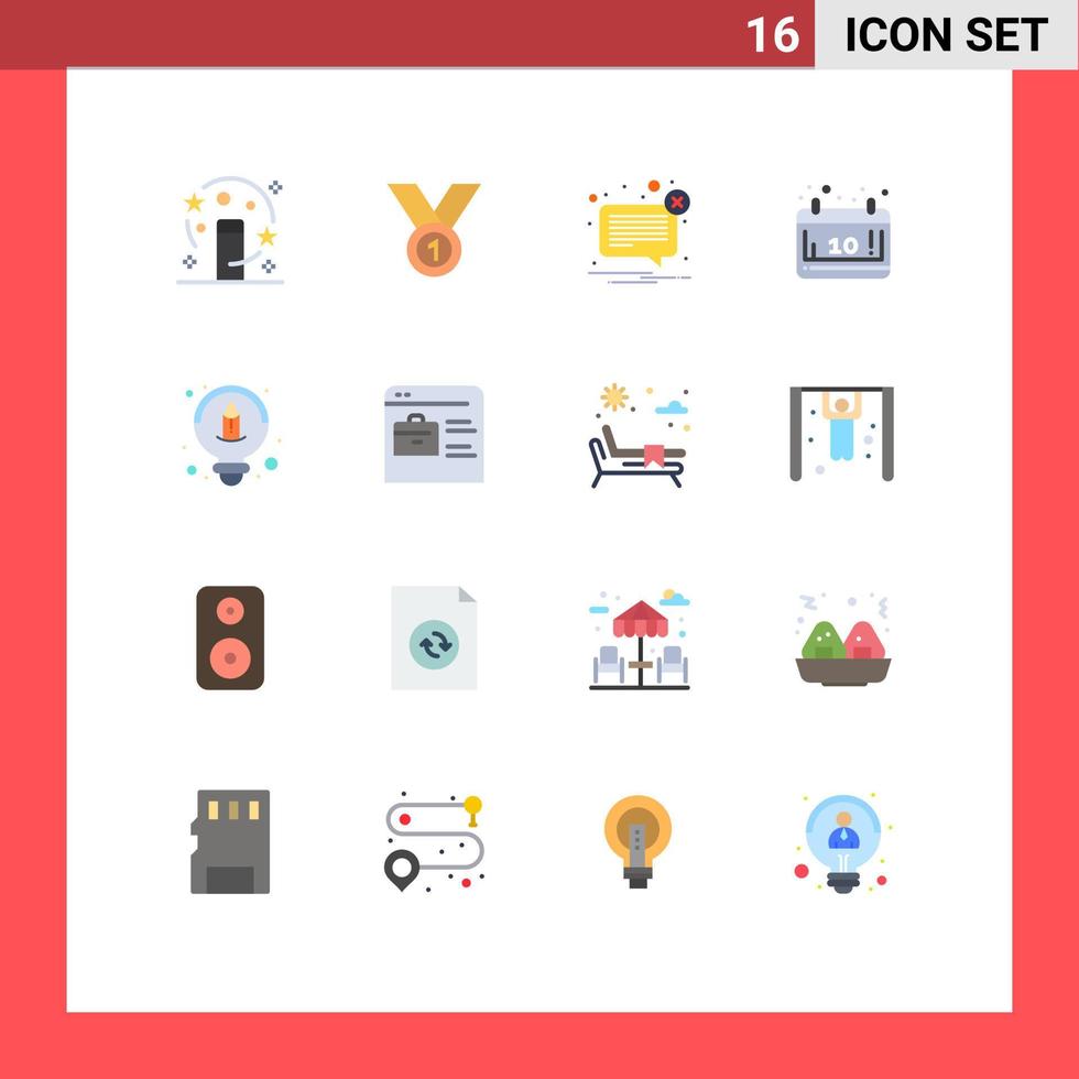 16 Universal Flat Color Signs Symbols of calendar not medal message error Editable Pack of Creative Vector Design Elements
