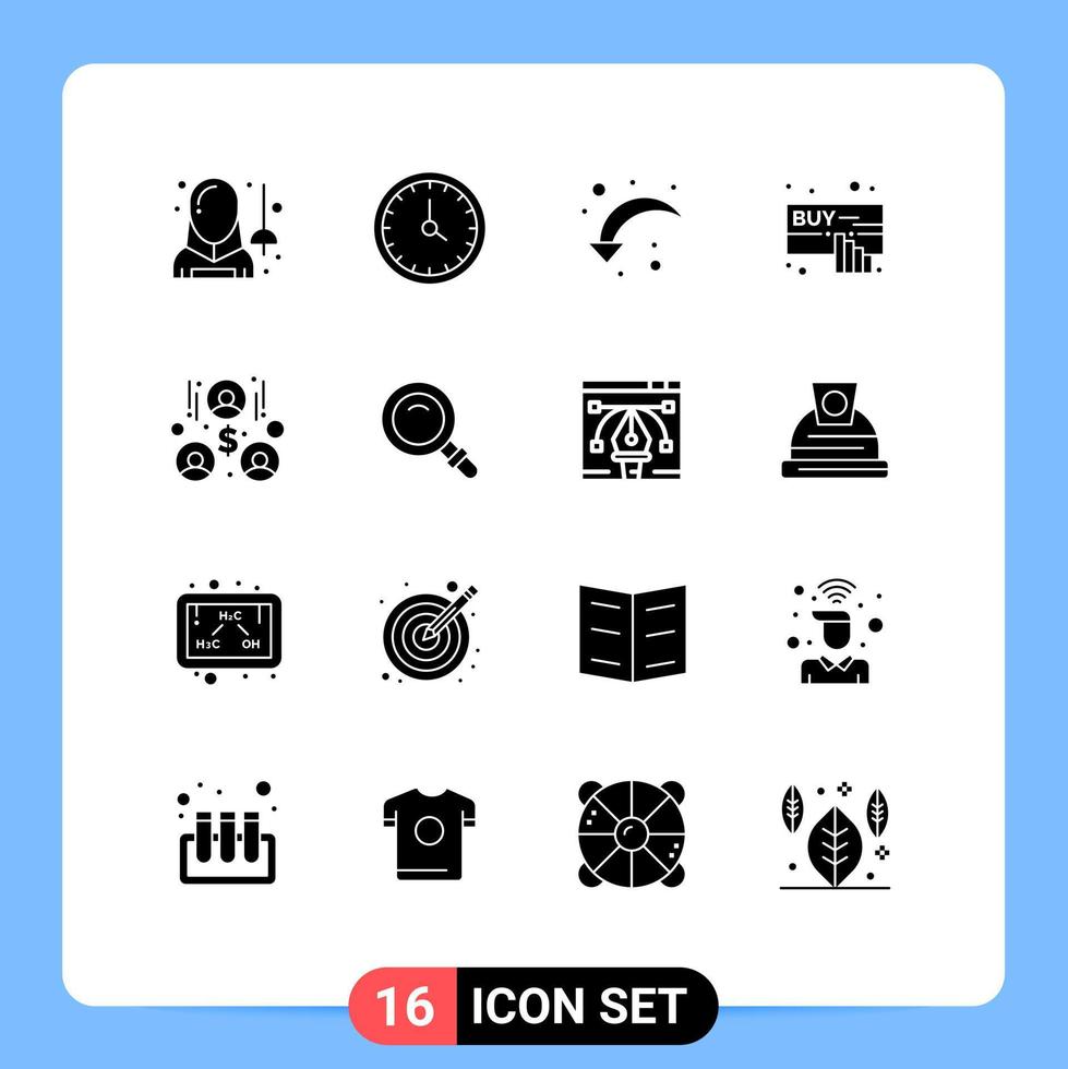 16 Universal Solid Glyphs Set for Web and Mobile Applications online click contact us buy right arrow Editable Vector Design Elements