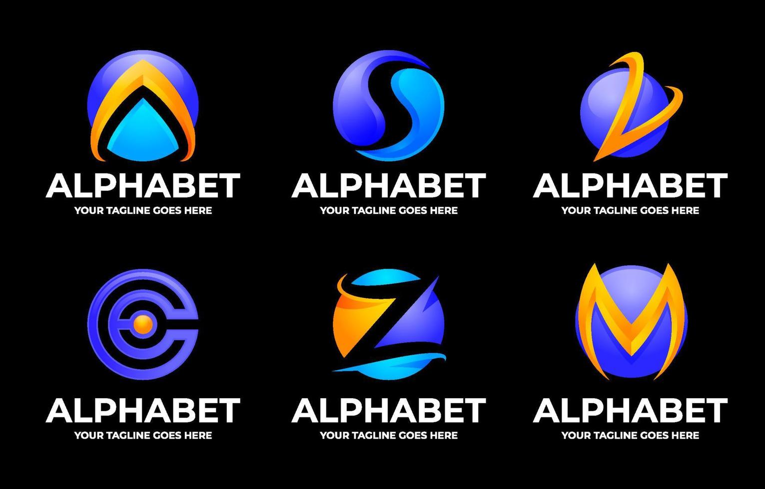 conjunto de logotipos del alfabeto 3d vector