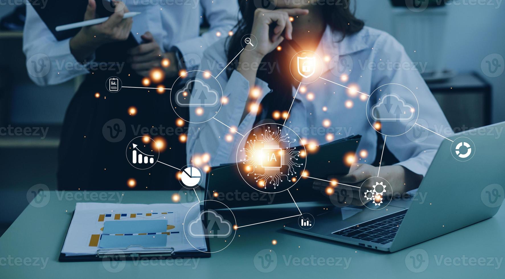 Digital transformation change management, internet of things. new technology bigdata and business process strategy, customer service management, cloud computing, smart industry. Ai technology. photo