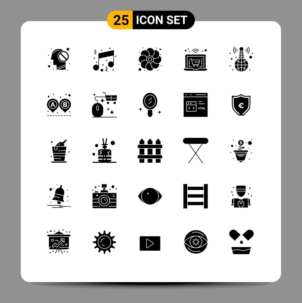 paquete de iconos de vector de stock de 25 signos y símbolos de línea para transmitir elementos de diseño de vector editables de girasol de compras de fiesta de computadora portátil