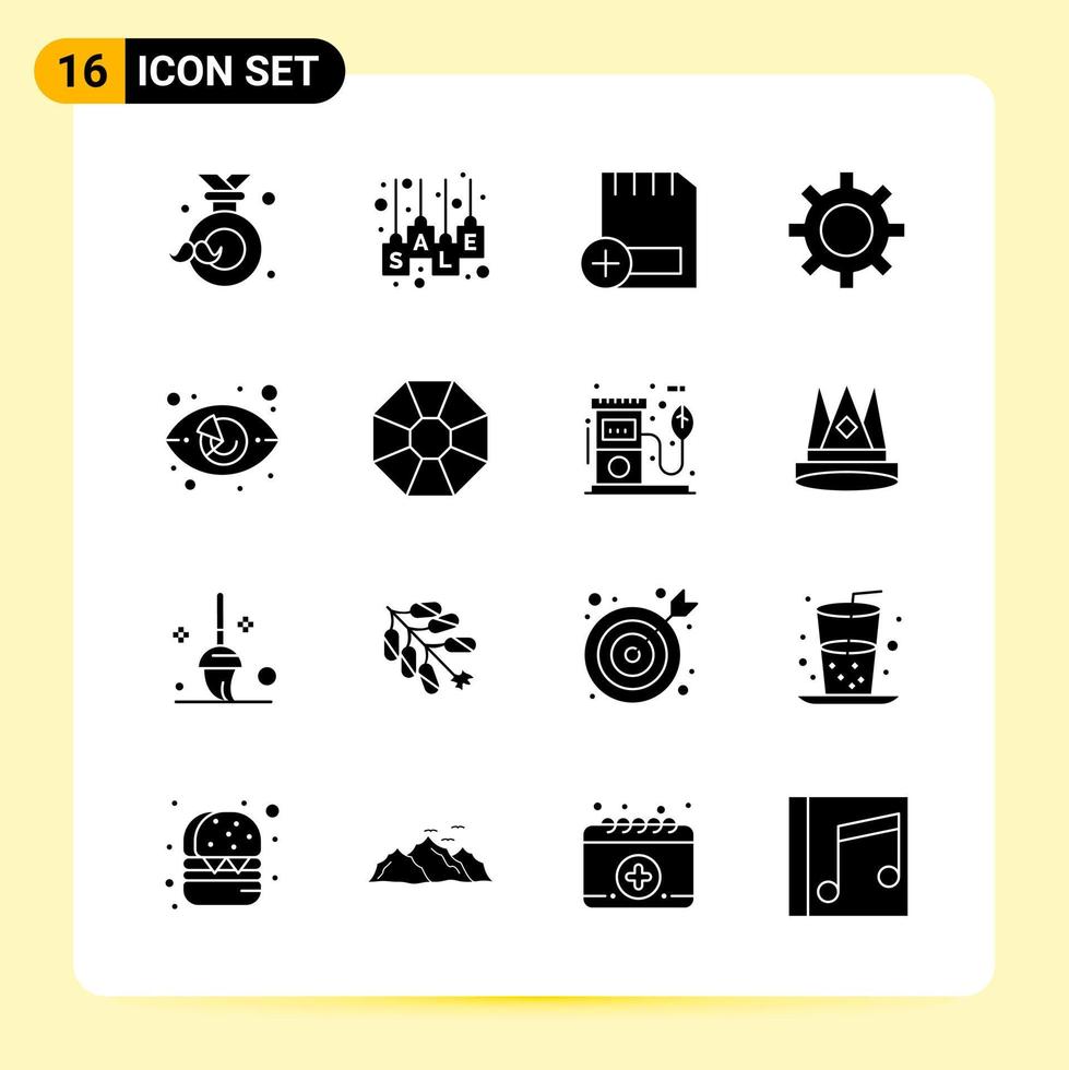 16 Creative Icons for Modern website design and responsive mobile apps 16 Glyph Symbols Signs on White Background 16 Icon Pack Creative Black Icon vector background