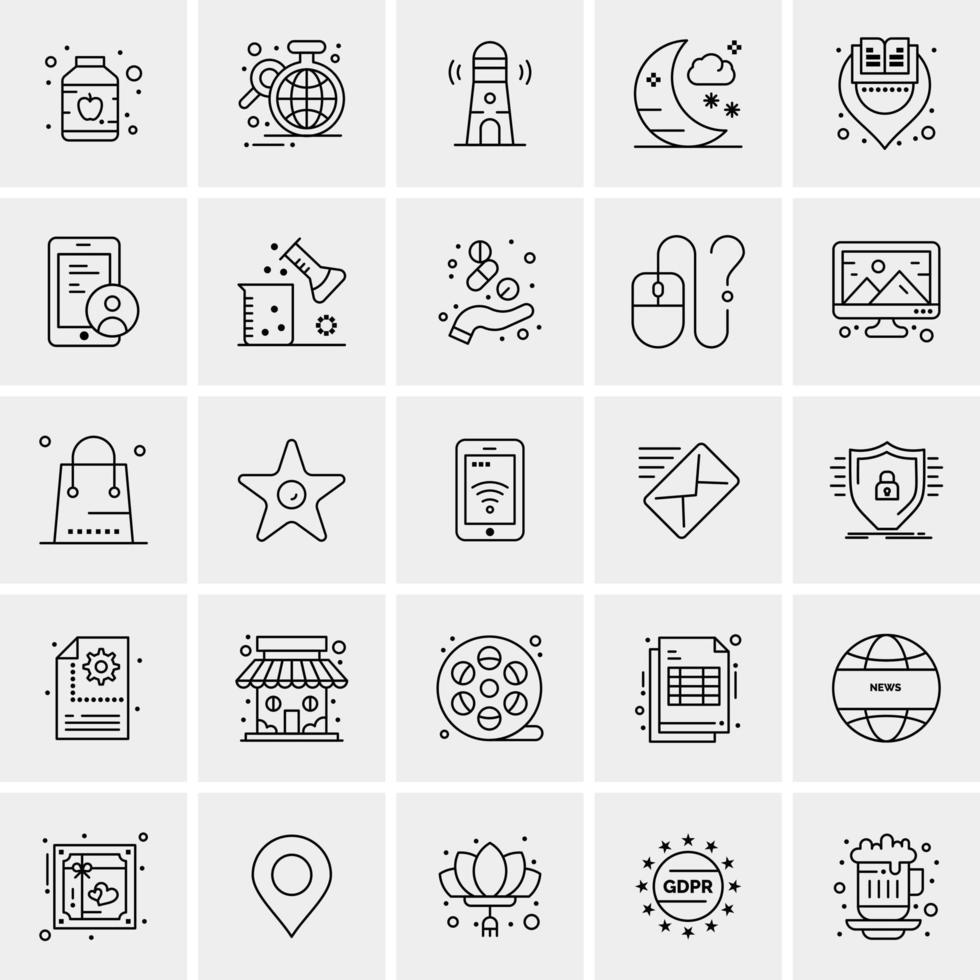 25 iconos de negocios universales vector ilustración de icono creativo para usar en proyectos relacionados con la web y dispositivos móviles