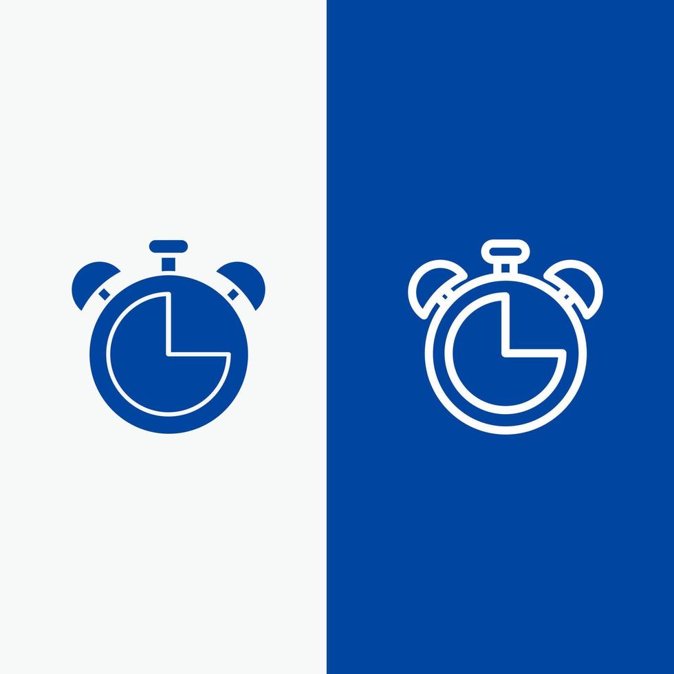 alarma reloj educación línea de temporizador y glifo icono sólido banner azul línea y glifo icono sólido banner azul vector