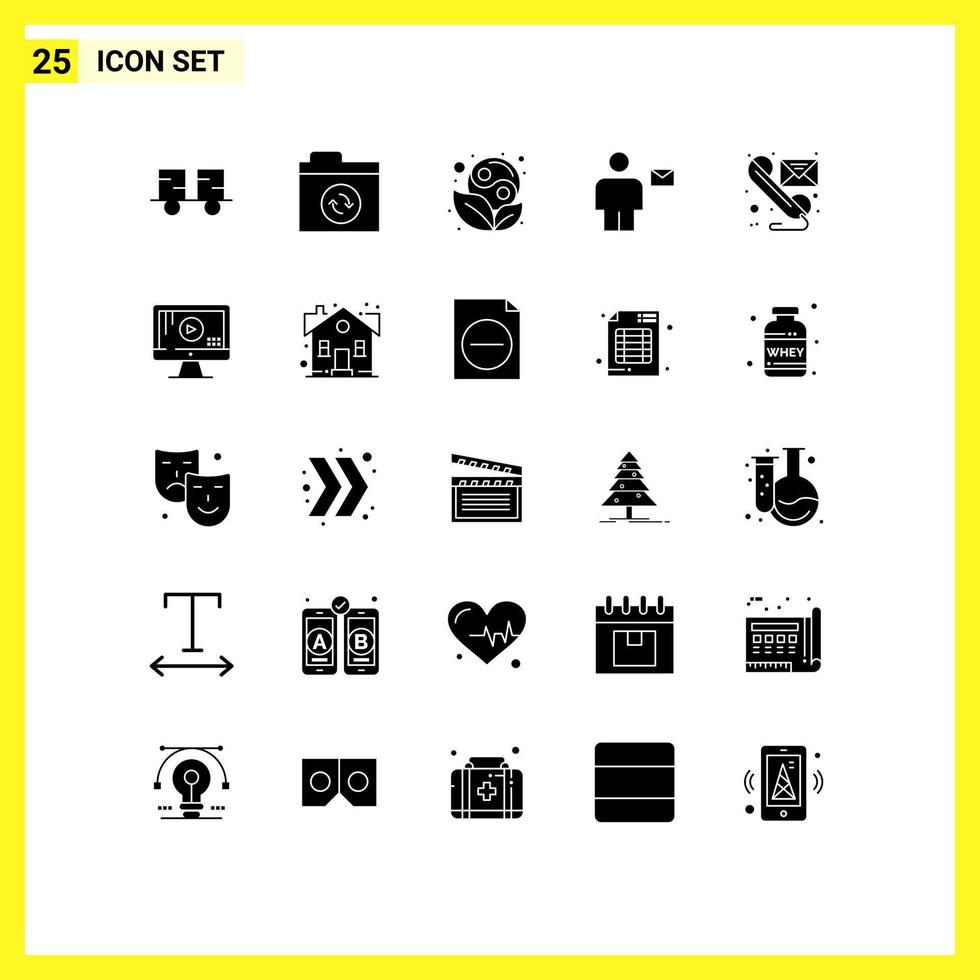 Set of 25 Modern UI Icons Symbols Signs for email human symbol envelope avatar Editable Vector Design Elements