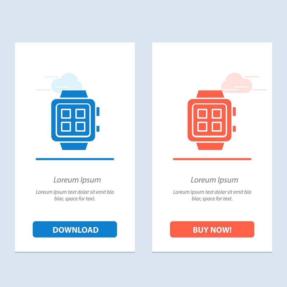 Electronic Home Smart Technology Watch  Blue and Red Download and Buy Now web Widget Card Template vector