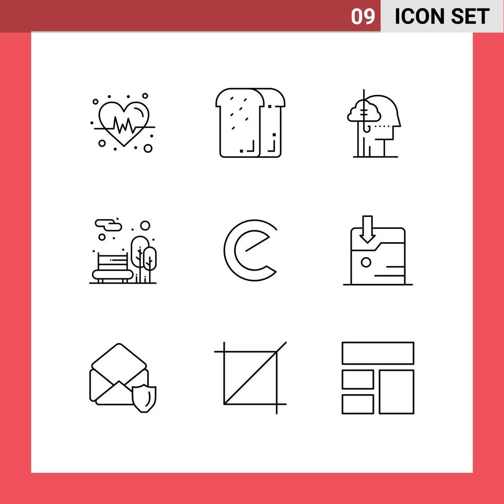 9 Outline concept for Websites Mobile and Apps energy coin garden borrowing ideas city park human Editable Vector Design Elements
