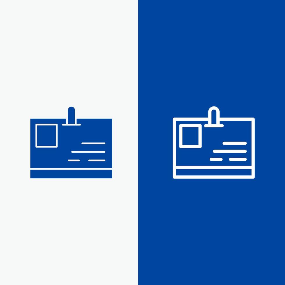 Card ID Card Identity Pass Line and Glyph Solid icon Blue banner Line and Glyph Solid icon Blue banner vector