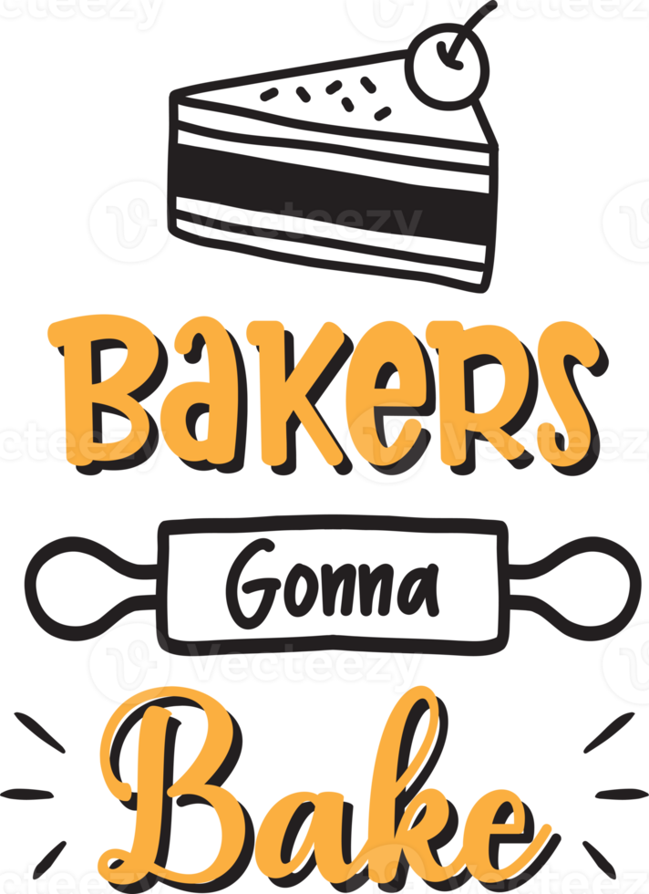 bakkers gaan bakken belettering en citaat illustratie png