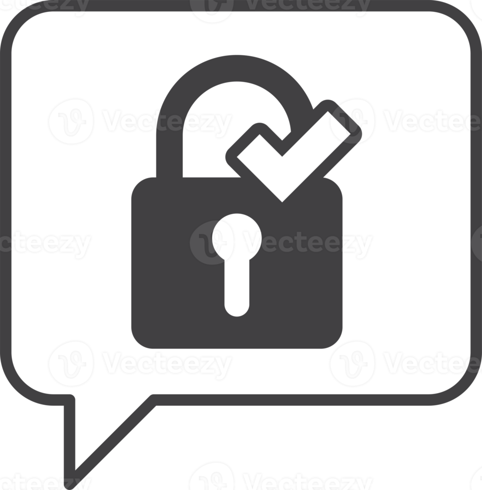 cuadro de texto con candado e ilustración de marca de verificación en estilo minimalista png