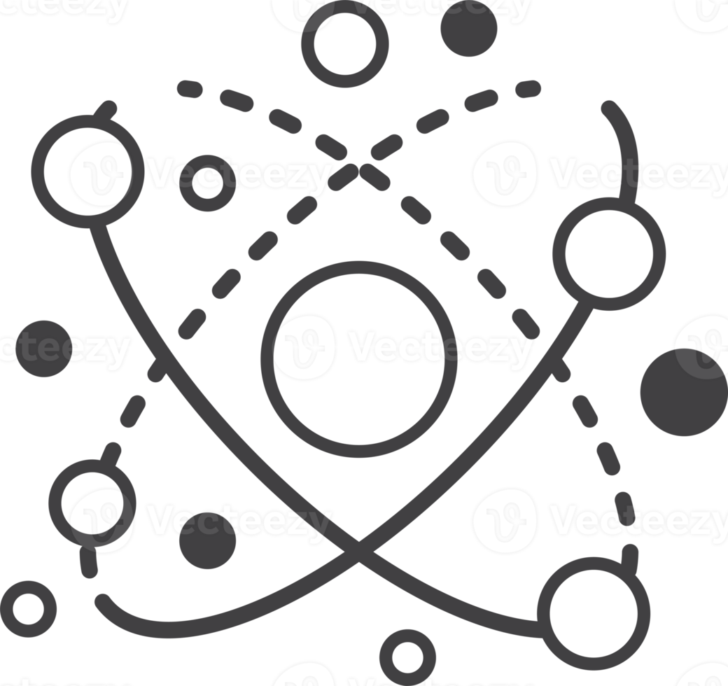 illustration de molécules et d'atomes dans un style minimal png