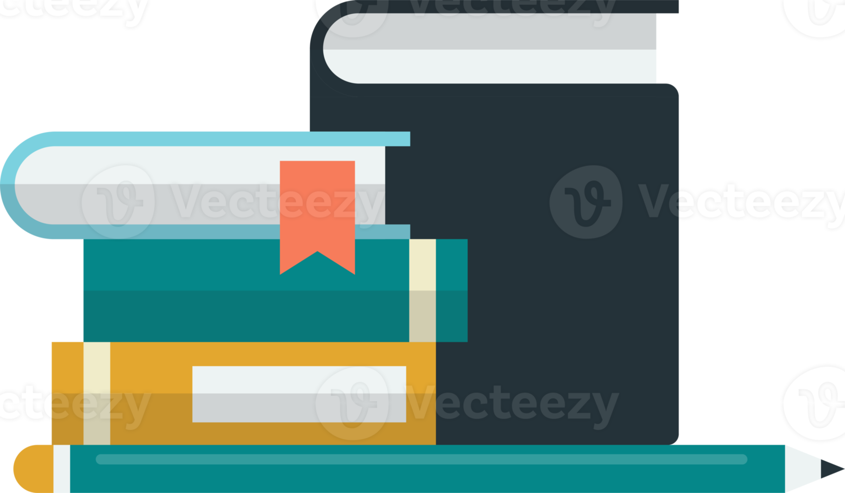 stack of books on the shelf illustration in minimal style png