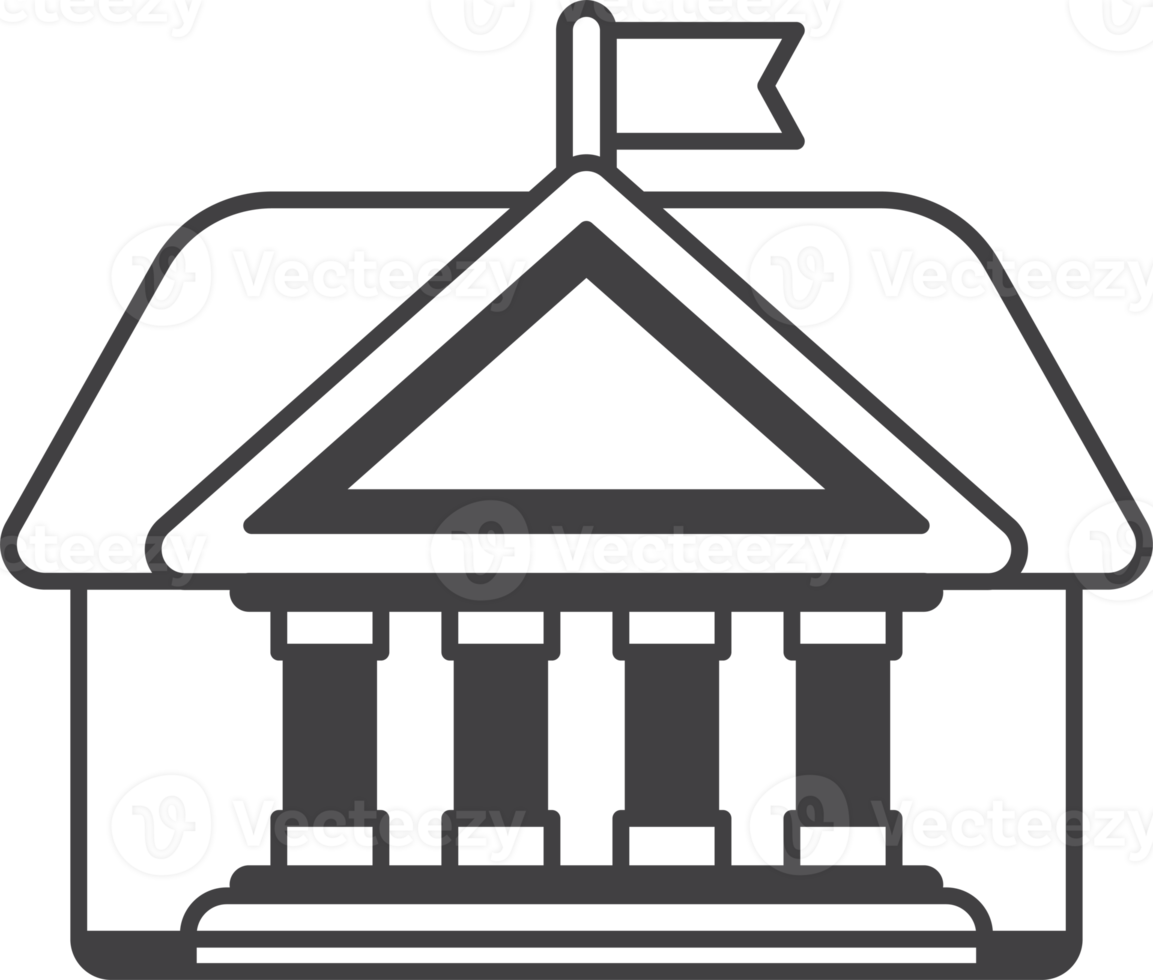 illustration de bâtiment scolaire dans un style minimal png