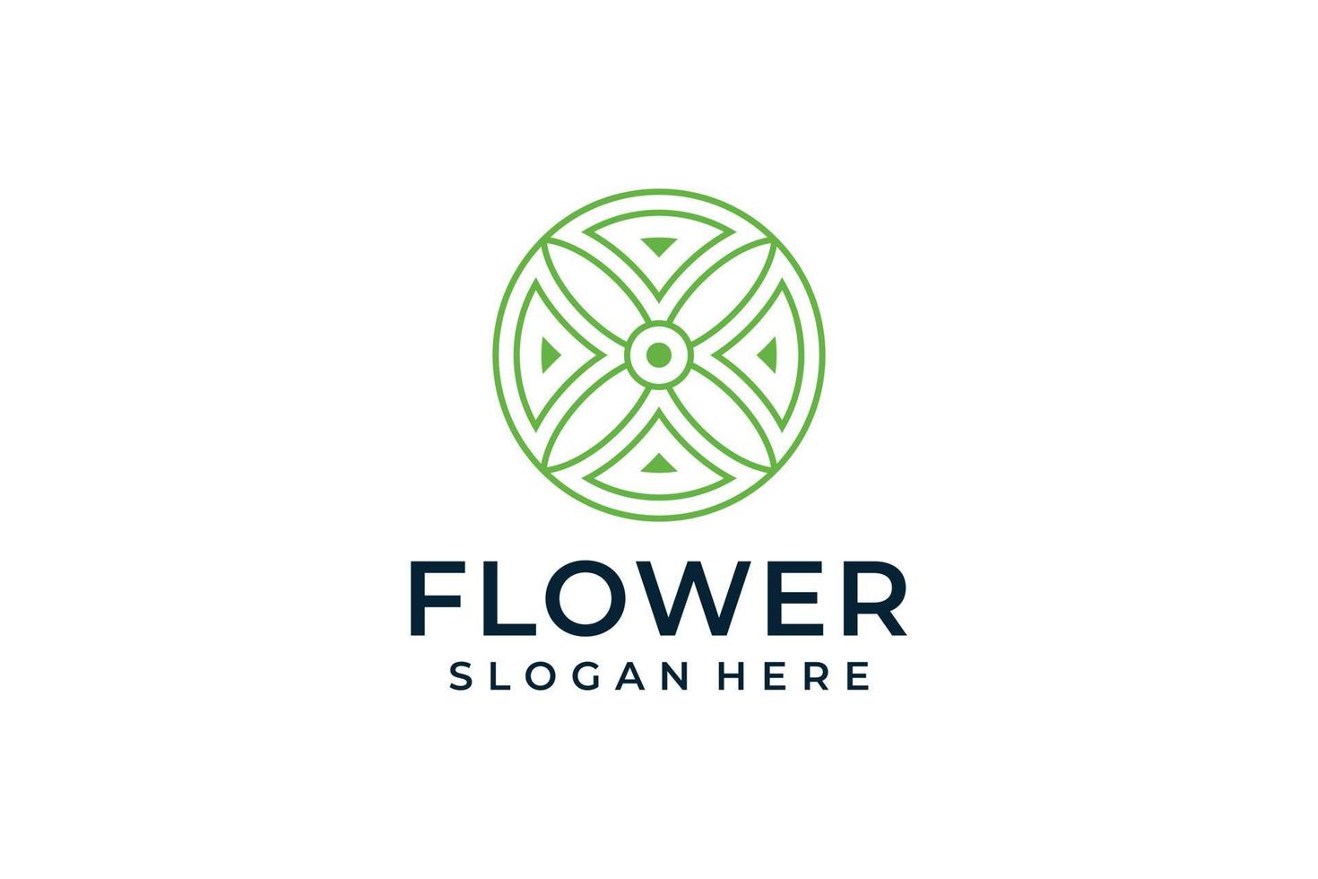 patrón de diseño de logotipo de flor verde minimalista vector