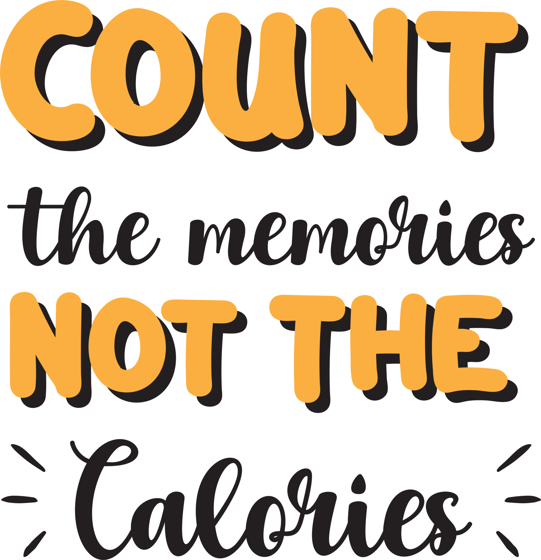 Count The Memories Not The Calories Lettering And Quote Illustration count-the-memories-not-the-calories-lettering-and-quote-illustration