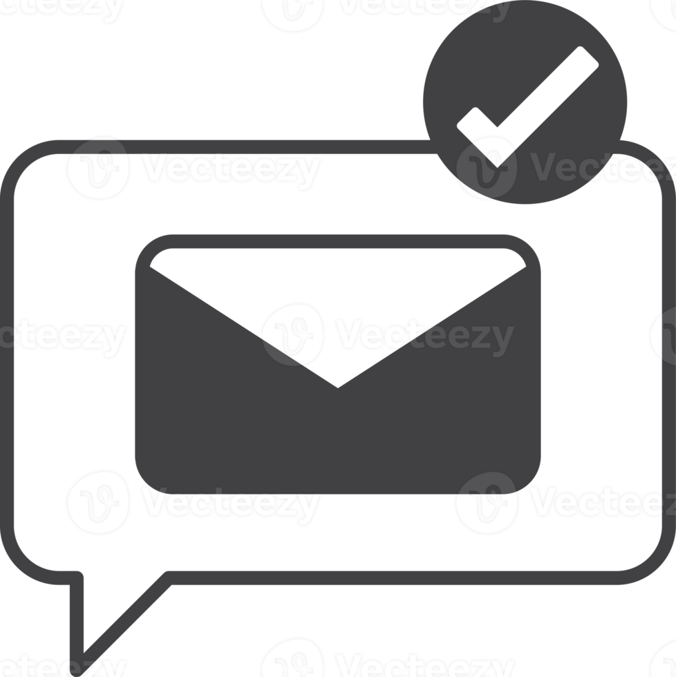 message box with email illustration in minimal style png