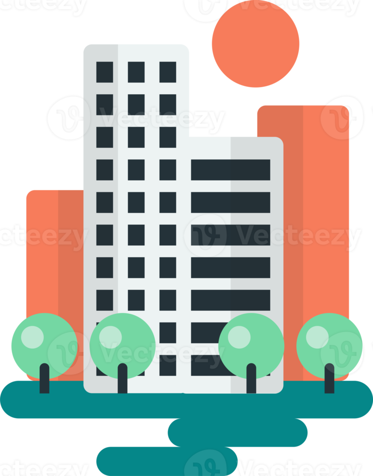 illustration de bâtiment d'hôtel extérieur dans un style minimal png