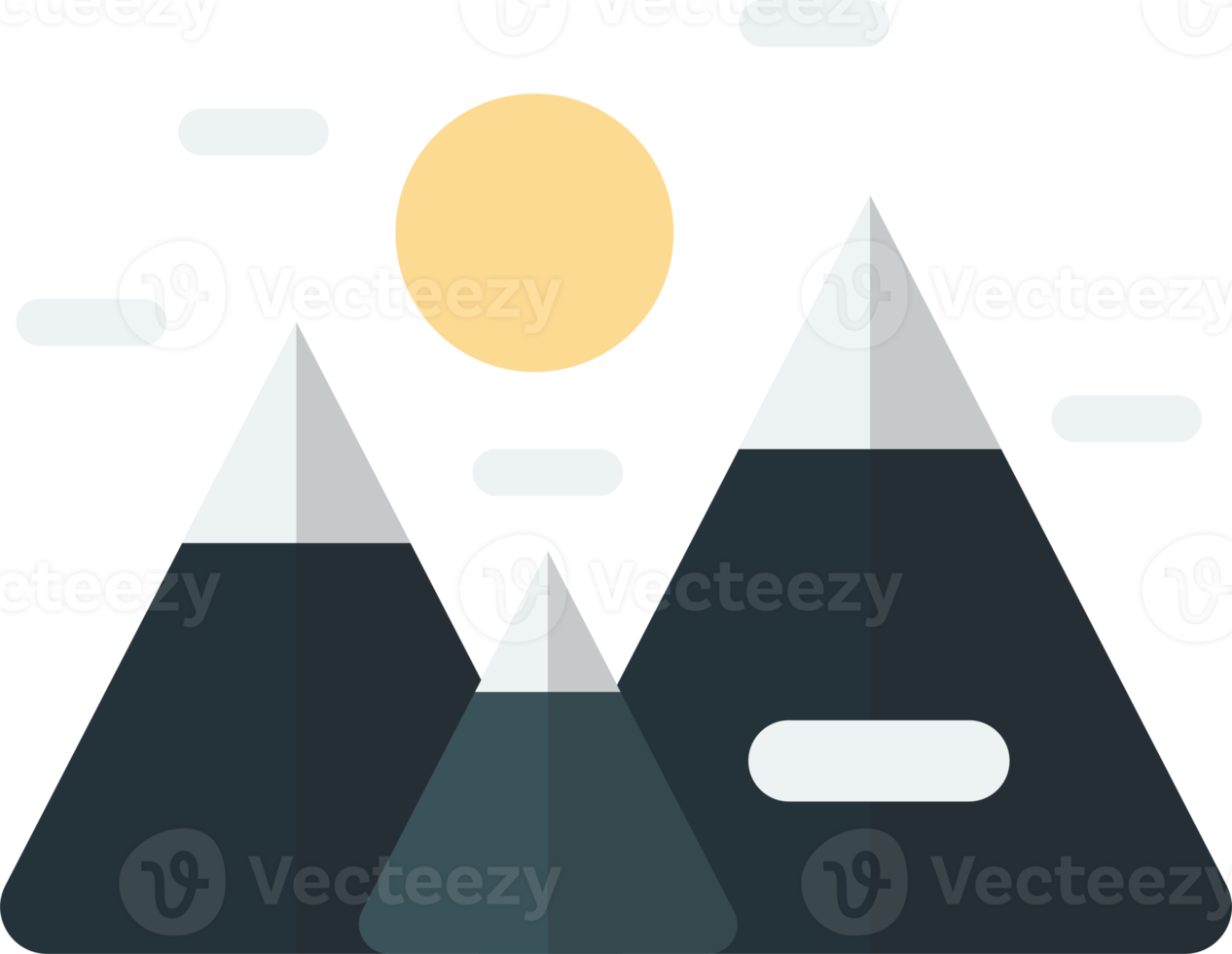 mountains and sun illustration in minimal style png