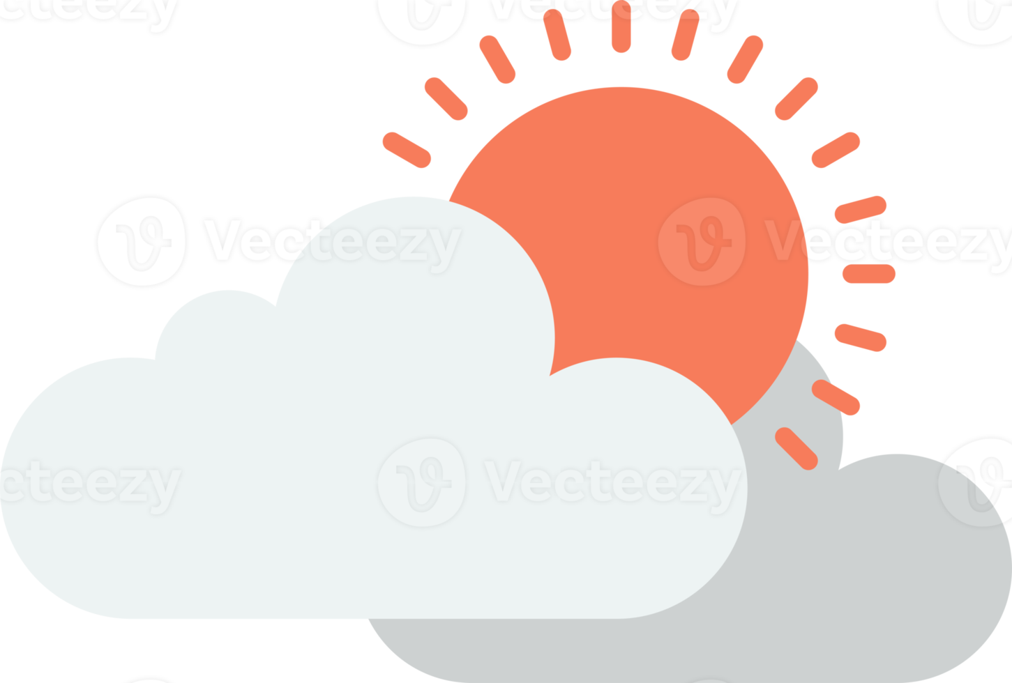 ilustração de sol e nuvens em estilo minimalista png