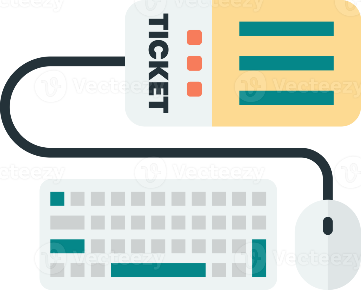 keyboard and ticket illustration in minimal style png