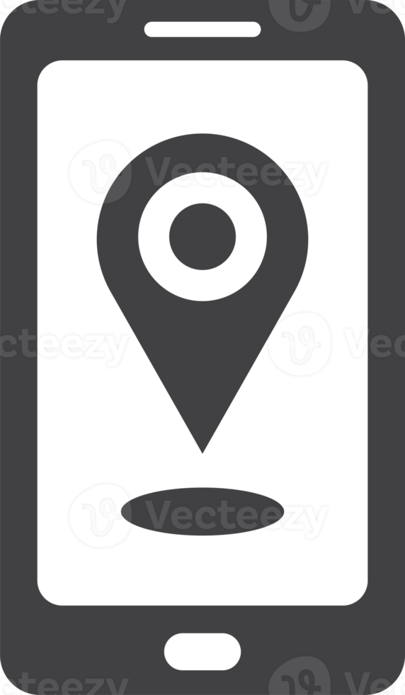 Smartphones and location pins illustration in minimal style png