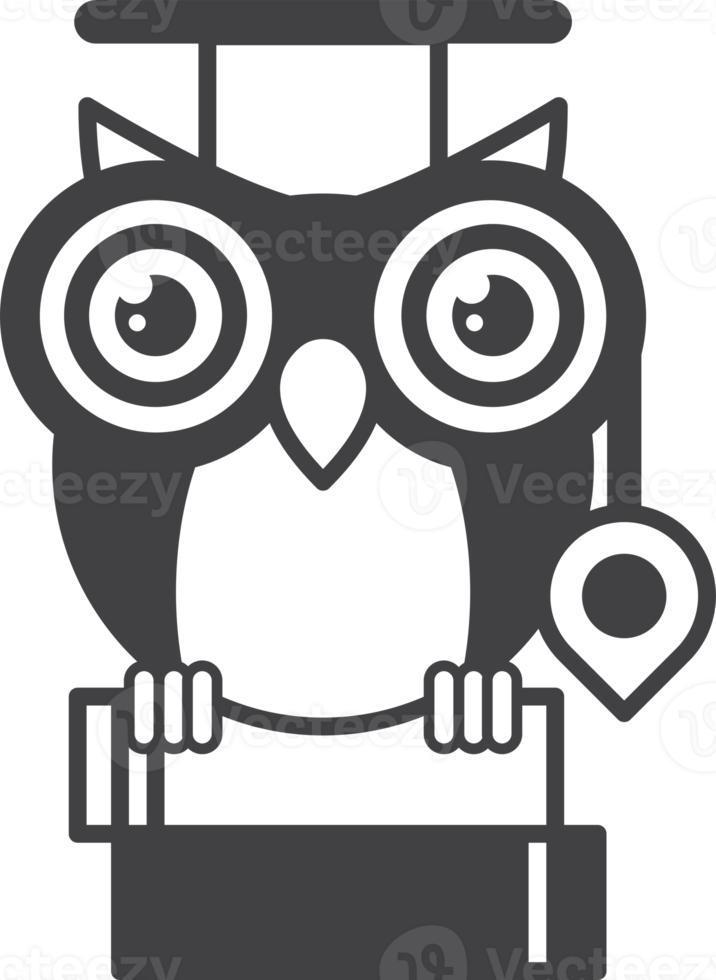 owl and book illustration in minimal style png