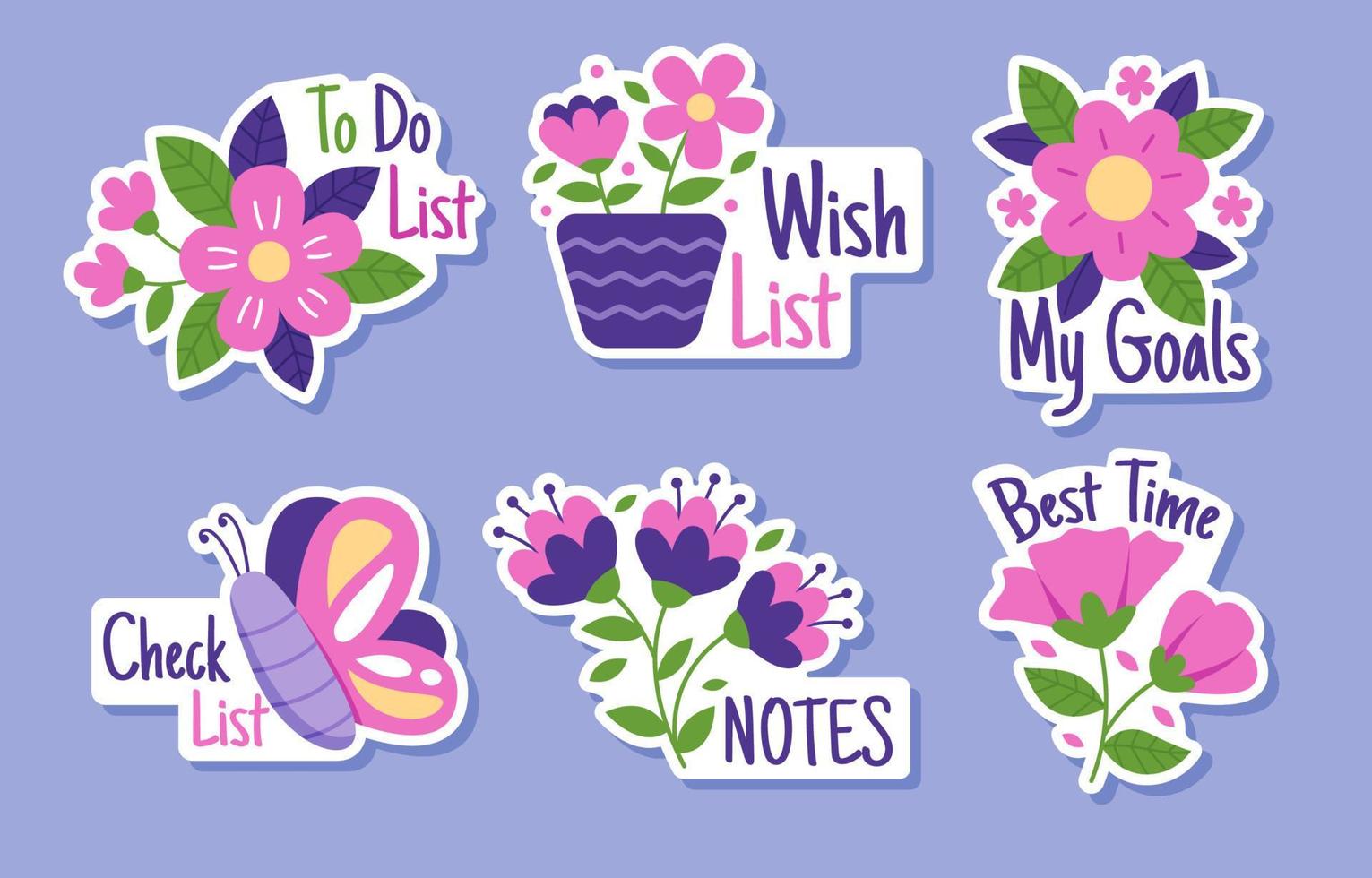 Spring Flower Sticker Set vector