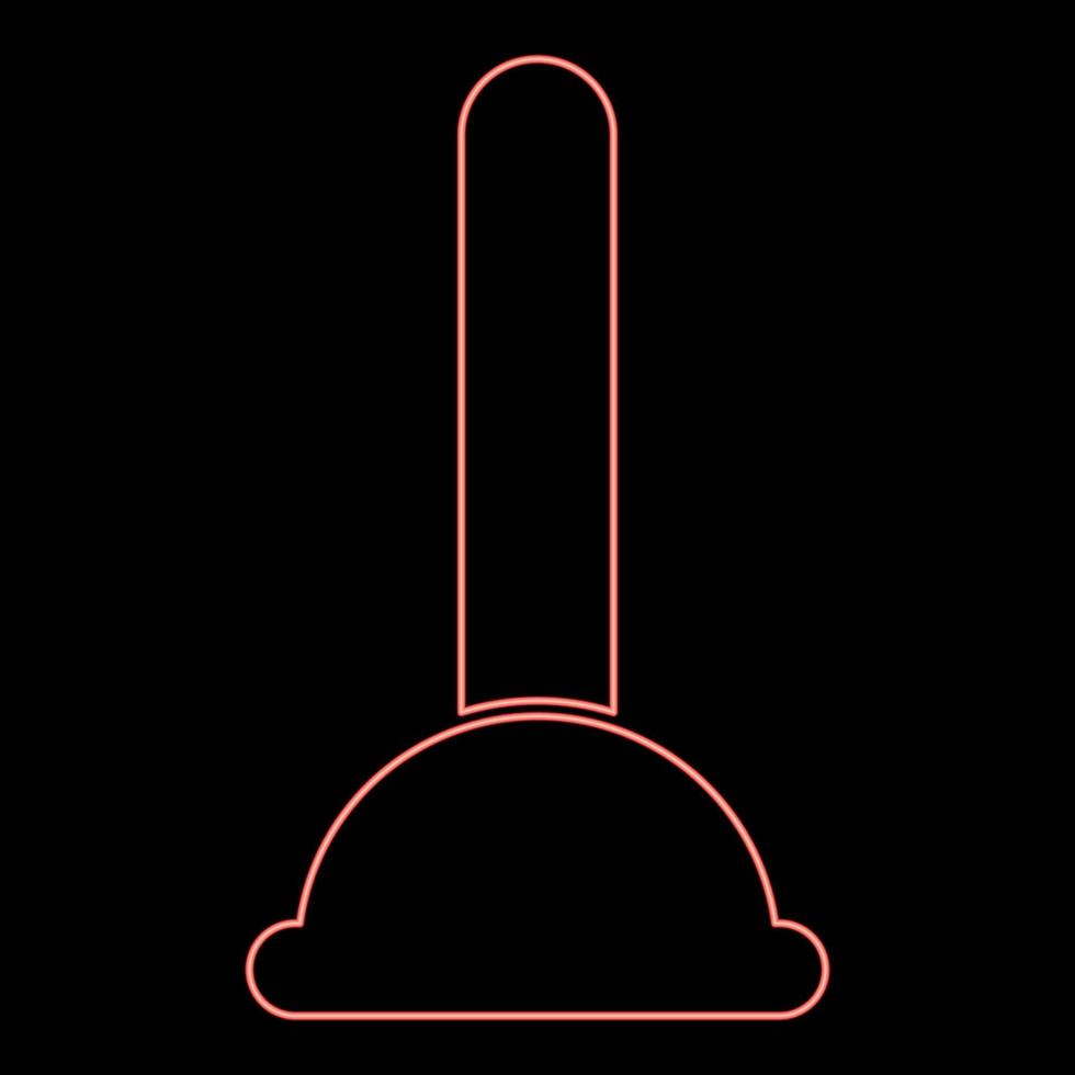 Neon toilet plunger sanitary tools household cleaning red color vector illustration image flat style