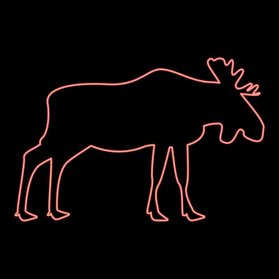 Neon moose elt red color vector illustration image flat style