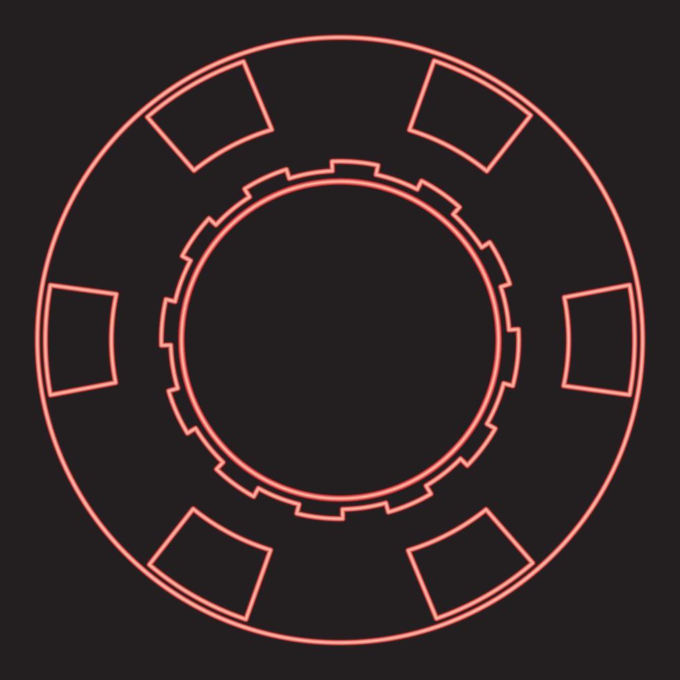 Neon casino chip red color vector illustration image flat style